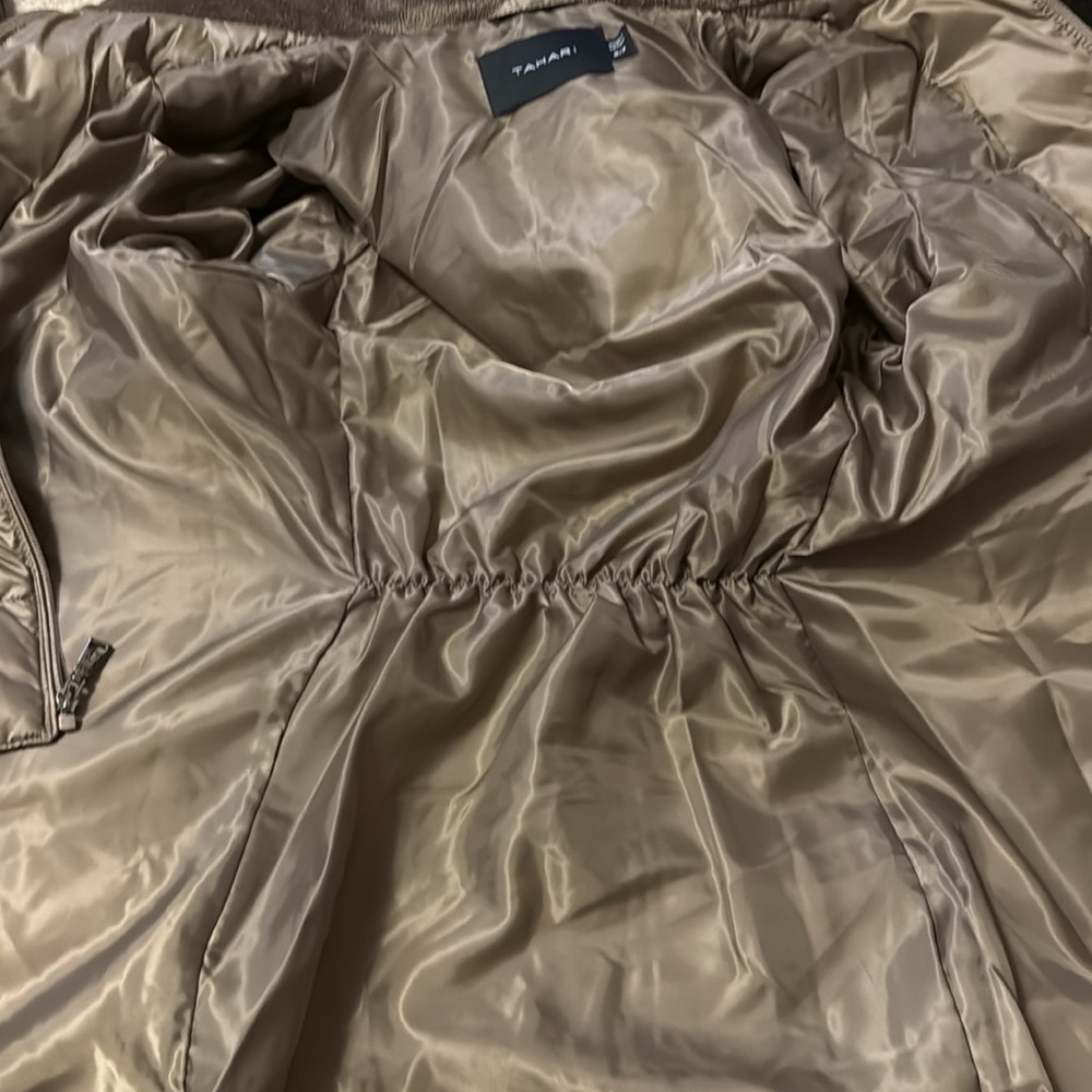 Tahari Women's Beige longer length Puffer Coat - Picture 11 of 12